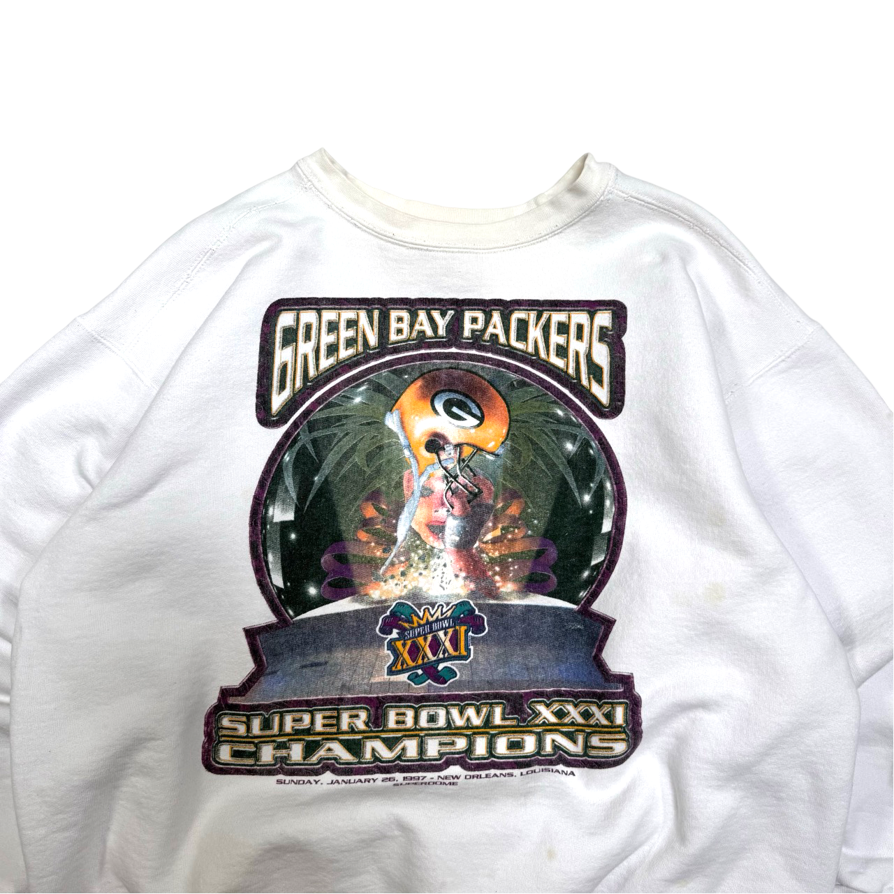 Vintage 90s Green Bay Packers Super Bowl Championship Graphic Sweater