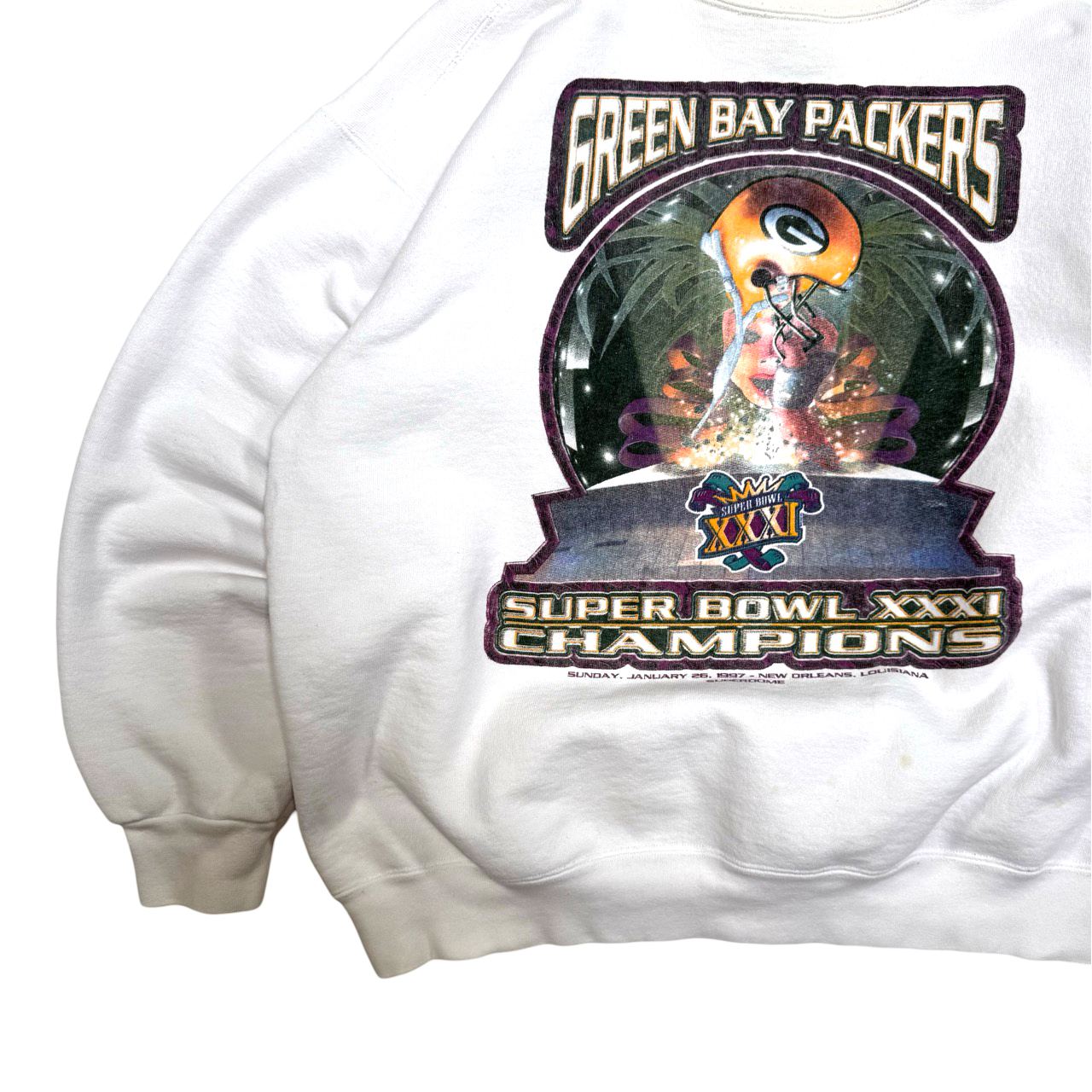 Vintage 90s Green Bay Packers Super Bowl Championship Graphic Sweater