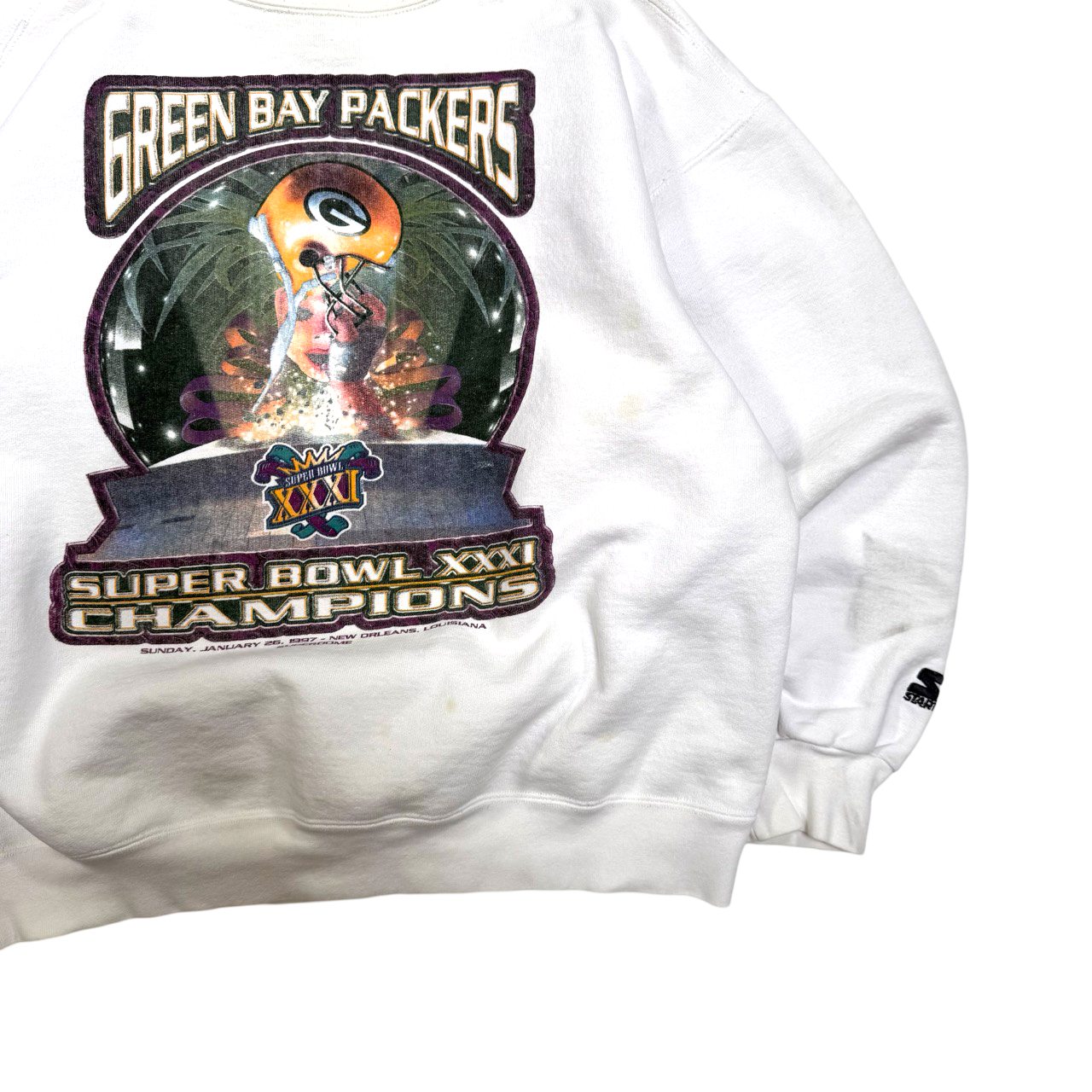 Vintage 90s Green Bay Packers Super Bowl Championship Graphic Sweater